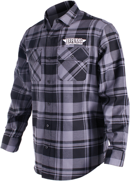 THROTTLE THREADS Drag Specialties Long-Sleeve Flannel Shirt - Gray/Black - XL DRG27S68GYXR