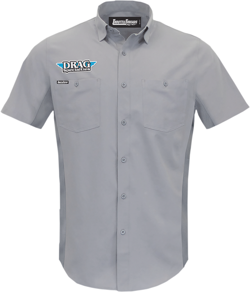 THROTTLE THREADS Drag Specialties Vented Shop Shirt - Gray - 4XL DRG31ST26GY4X