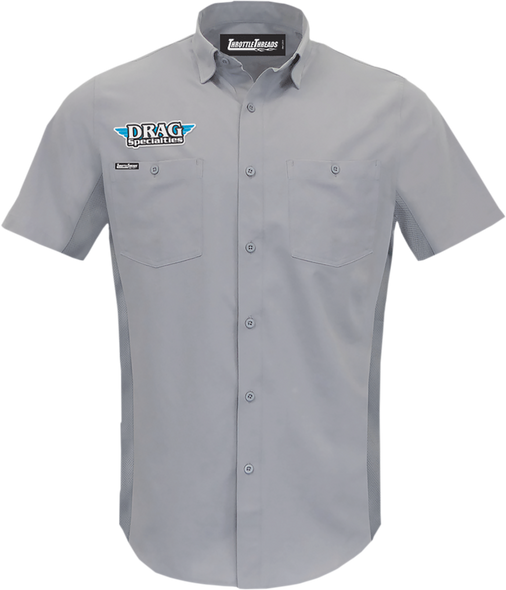 THROTTLE THREADS Drag Specialties Vented Shop Shirt - Gray - 2XL DRG31ST26GY2X