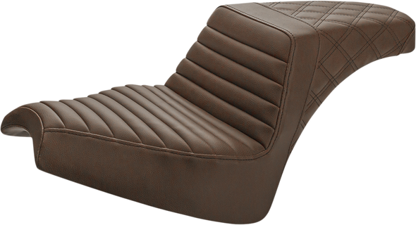 SADDLEMEN Step Up Seat - Driver Tuck and Roll/Passenger Lattice Stitch - Brown I21-04-176BR