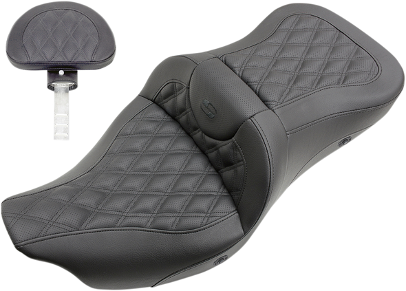 SADDLEMEN Heated Lattice Stitched Road Sofa Seat - With Backrest 808-07B-182BRHC