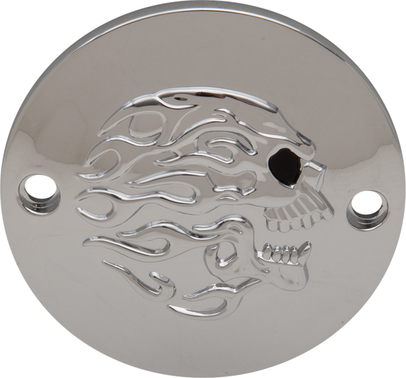 DRAG SPECIALTIES Flaming Skull Points Cover - Chrome I30-0218FSKC