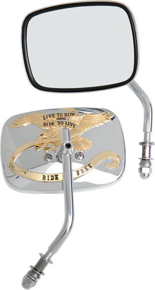 DRAG SPECIALTIES Live to Ride Mirrors - Gold - Pair M60-0007G