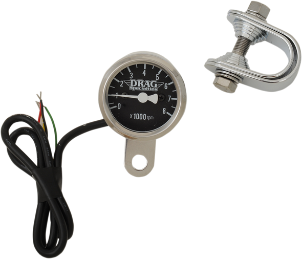 DRAG SPECIALTIES 1-7/8" Electronic Mini Tachometer - Steel Housing - LED Illuminated Black Face 21-6962NUDS