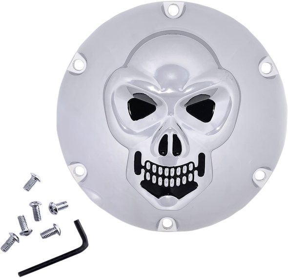 DRAG SPECIALTIES Skull Derby Cover - Chrome - 6 Hole 33-0067SKD