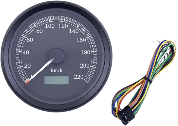 DRAG SPECIALTIES Universal 3-3/8" Programmable Electronic Speedometer - KPH - Black Face - Black Bezel T21-69A4BBDSR