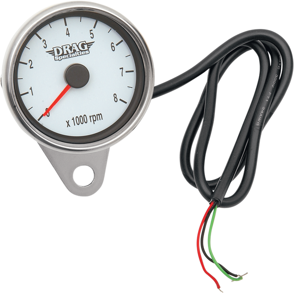 DRAG SPECIALTIES 2.4" Mini Electronic Tachometer - Polished - Backlit LED White Face 21-6894DSW