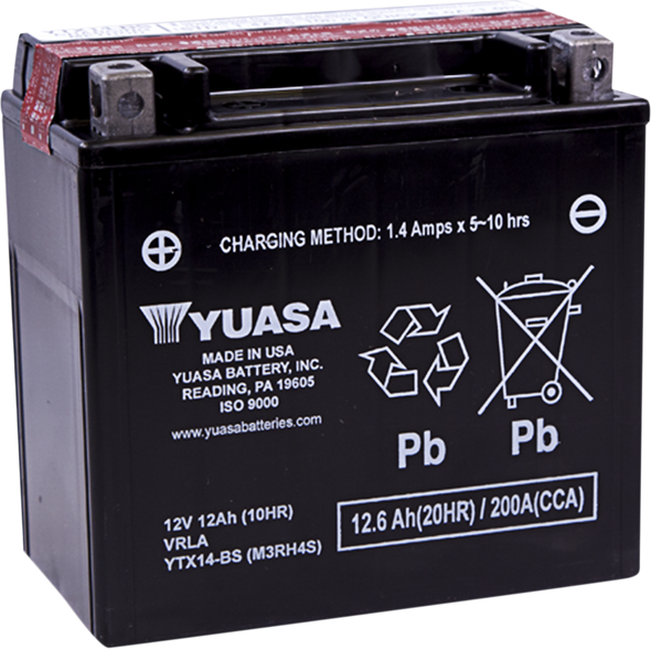 YUASA AGM Battery - YTX14-BS .69 L YUAM3RH4S