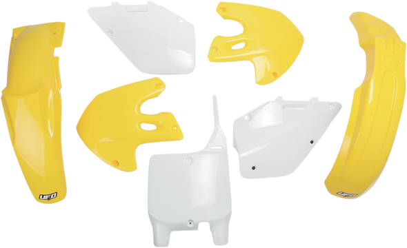 UFO Replacement Body Kit - OEM Yellow/White - Suzuki SUKIT400-999