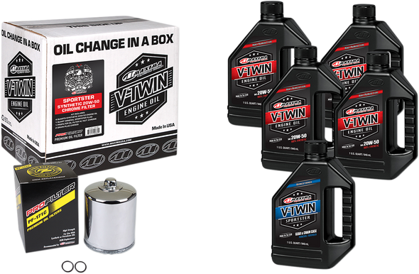 MAXIMA RACING OIL Sportster Synthetic 20W-50 Oil Change Kit - Chrome Filter 90-119015PC