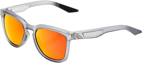 100% Hudson Sunglasses - Crystal Gray - Red Mirror 61028-255-43