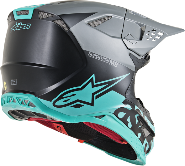 ALPINESTARS Supertech M8 Helmet - Radium - MIPS - Black Matte/Mid Gray/Teal - Medium 8301519-1306-MD