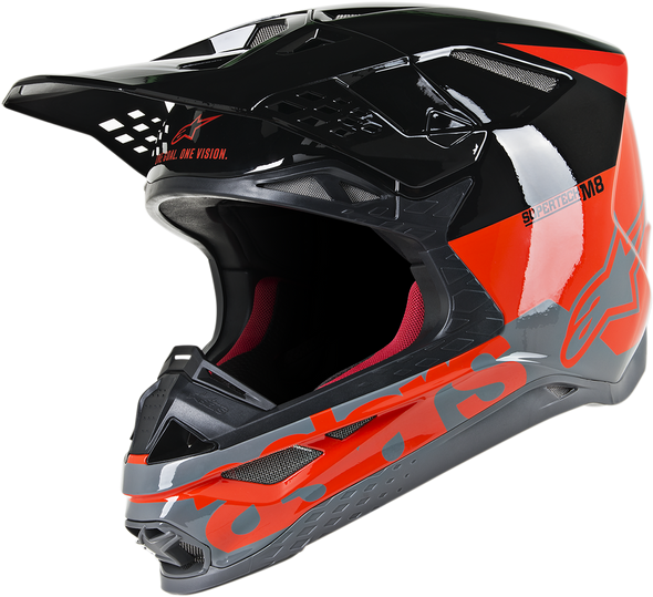 ALPINESTARS Supertech M8 Helmet - Radium - MIPS - Red Fluo/Black/Mid Gray Glossy - Medium 8301519-3183-MD