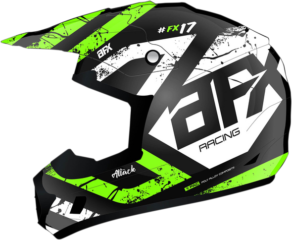 AFX FX-17 Helmet - Attack - Matte Black/Green - XS 0110-7178