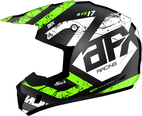 AFX FX-17 Helmet - Attack - Matte Black/Green - Medium 0110-7180