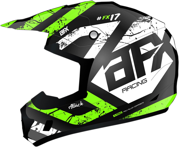 AFX FX-17 Helmet - Attack - Matte Black/Green - 2XL 0110-7183
