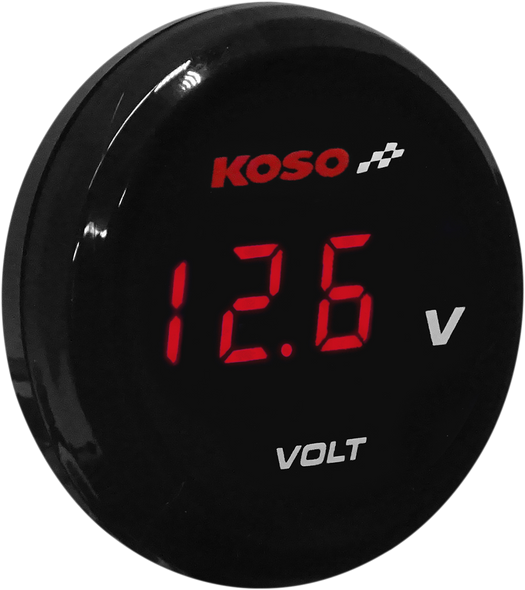 KOSO NORTH AMERICA I-Gear Volt Meter - Red Digits - 1.57" Diameter x 0.43" D BA067R00