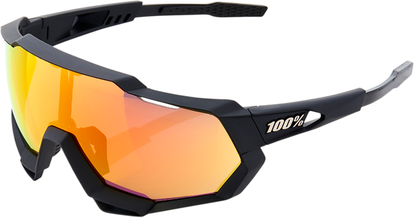 100% Speedtrap Sunglasses - Black - Red 60012-00004