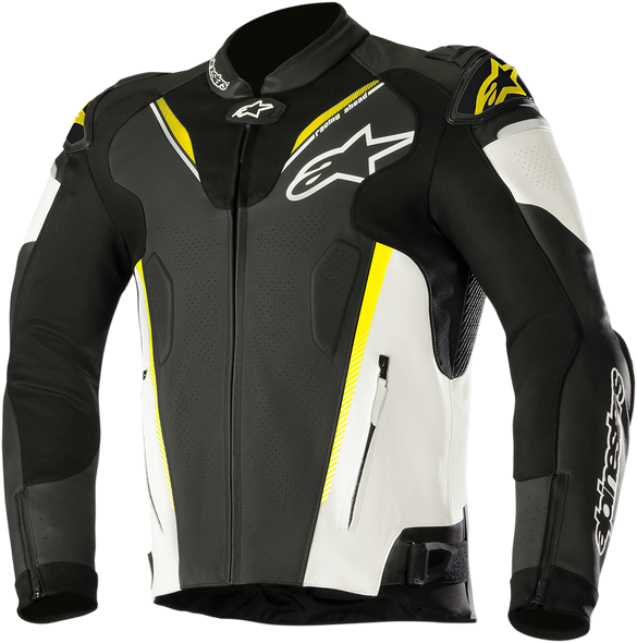 ALPINESTARS Atem v3 Leather Jacket - Black/White/Yellow - US 46 / EU 56 3106518-125-56