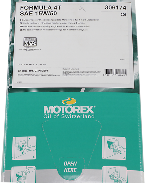 MOTOREX Formula Synthetic Blend 4T Engine Oil - 15W-50 - 20 L - Dispenser Box 196620