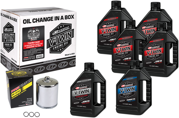 MAXIMA RACING OIL Twin Cam Synthetic 20W-50 Oil Change Kit - Chrome Filter 90-119016PC