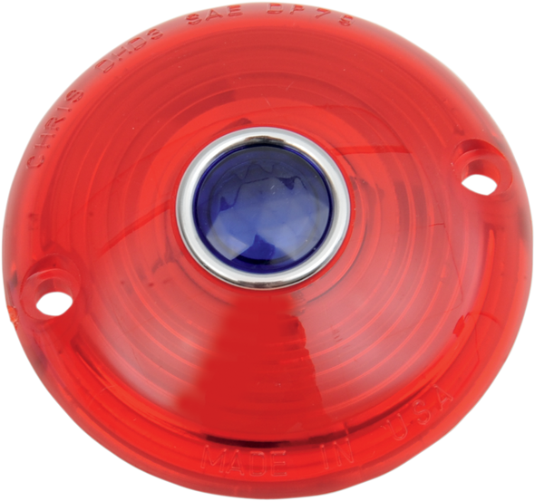 CHRIS PRODUCTS Turn Signal Lens - '63-'85 FL - Red with Blue Dot DHD3RB