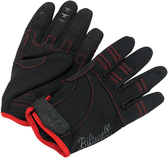 BILTWELL Moto Gloves - Black/Red - Medium 1501-0108-003