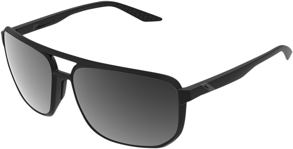 100% Konnor Aviator Sunglasses - Square - Matte Black - Black Mirror 61043-019-61