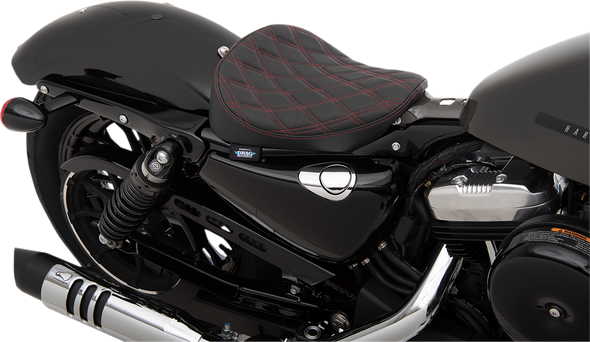 DRAG SPECIALTIES Bobber Solo Seat - Double Diamond - Red Stitch - XL 0804-0741