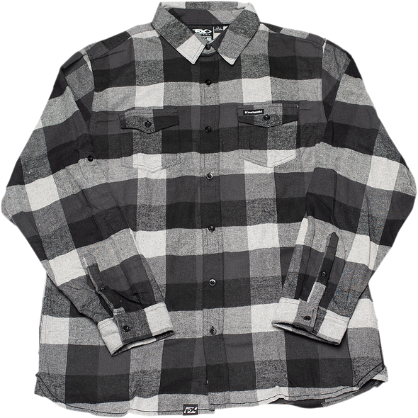 FACTORY EFFEX Kawasaki Flannel Shirt - Black/Gray - 2XL 22-85128