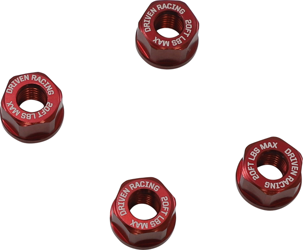 DRIVEN RACING Aluminum Sprocket Nuts - Red - M8 x 1.25 DSN-02-RD