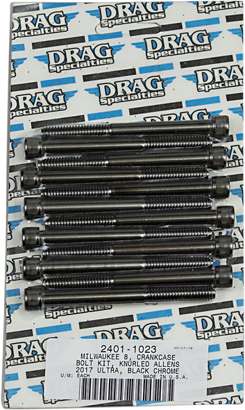 DRAG SPECIALTIES Bolt Kit M8 Crankcase Black/Chrome Knurled MK778BK