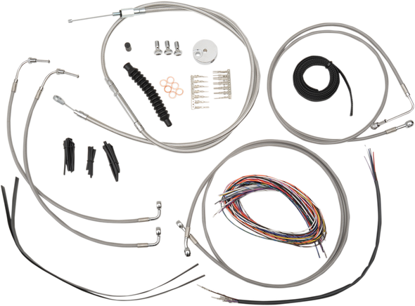 LA CHOPPERS Handlebar Cable/Brake Line Kit - Complete - 18" - 20" Ape Hanger Handlebars - Stainless LA-8050KT2-19