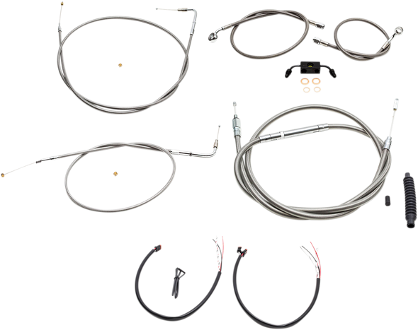 LA CHOPPERS Handlebar Cable/Brake Line Kit - Complete - Mini Ape Hanger Handlebars - Stainless LA-8211KT2-08