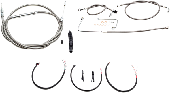 LA CHOPPERS Handlebar Cable/Brake Line Kit - Complete - Mini Ape Hanger Handlebars - Stainless LA-8151KT2B-08