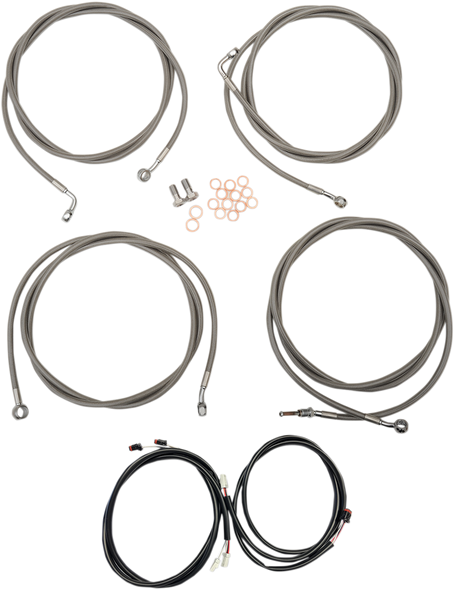 LA CHOPPERS Cable Kit - 15" - 17" Ape Hanger Handlebars - Stainless LA-8054KT3-16
