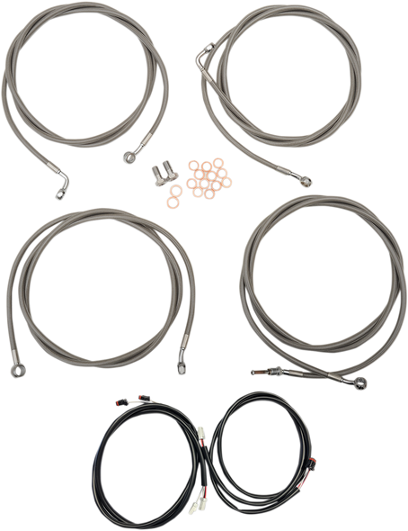 LA CHOPPERS Cable Kit - 12" - 14" Ape Hanger Handlebars - Stainless LA-8054KT3-13