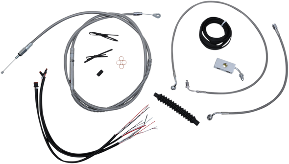 LA CHOPPERS Handlebar Cable/Brake Line Kit - Complete - 15" - 17" Ape Hanger Handlebars - Stainless LA-8152KT2-16