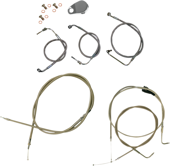 LA CHOPPERS Handlebar Cable/Brake Line Kit  - 15" - 17" Ape Hanger Handlebars - Stainless Steel LA-8006KT-16