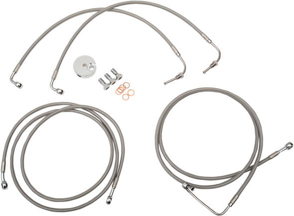 LA CHOPPERS Brake Lines - 15" - 17" Ape Hanger Handlebars - Stainless Steel LA-8051B16