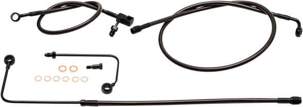 LA CHOPPERS Brake Lines - 15" - 17" Ape Hanger Handlebars - Midnight LA-8151B16M