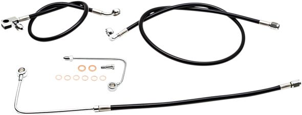 LA CHOPPERS Brake Line - 15" - 17" Ape Hanger Handlebars - Black LA-8151B16B