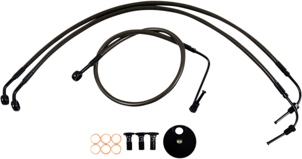 LA CHOPPERS Brake Lines - 15" - 17" Ape Hanger Handlebars - Midnight LA-8154B16M