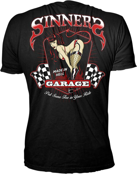 LETHAL THREAT Sinners Garage T-Shirt - Black - 4XL LT20708-4XL