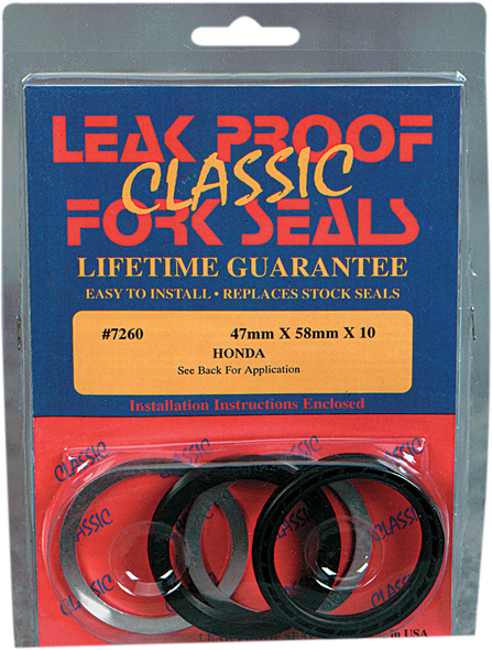 LEAKPROOF SEALS Classic Leak Proof Fork Seals - 47 mm ID x 58 mm OD x 10 mm T 7260