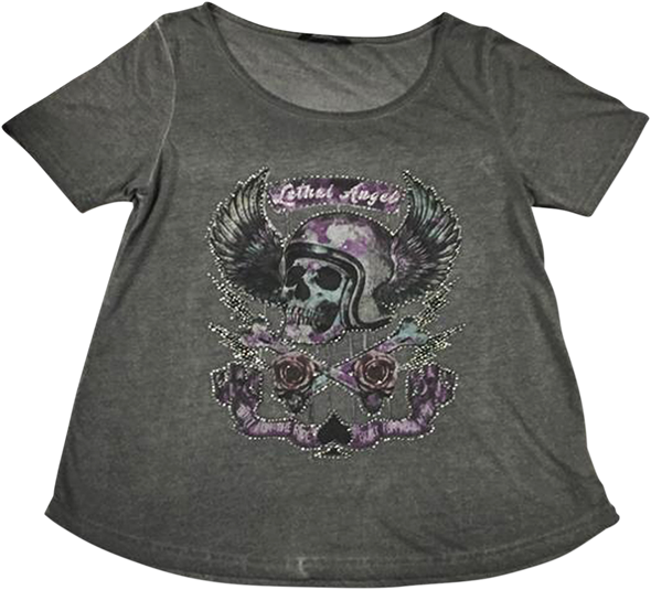 LETHAL THREAT Women's Sinwheels T-Shirt - Gray - 1X LA20613-1X