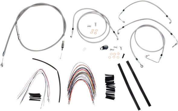 BURLY BRAND Handlebar Cable/Brake Line Kit - Complete - 14" Ape Hanger Handlebars - Stainless Steel B30-1094