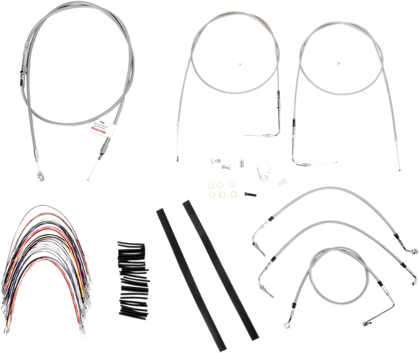 BURLY BRAND Handlebar Cable/Brake Line Kit - Complete - 14" Ape Hanger Handlebars - Stainless Steel B30-1085