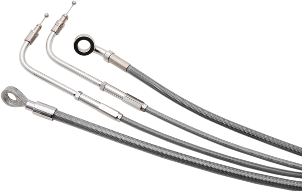 BURLY BRAND Handlebar Cable/Brake Line Kit - Complete - 14" Ape Hanger Handlebars - Stainless Steel B30-1164