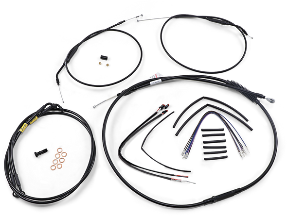 BURLY BRAND Cable Kit - Jail Bar - 12" Handlebars - Black Vinyl B30-1200